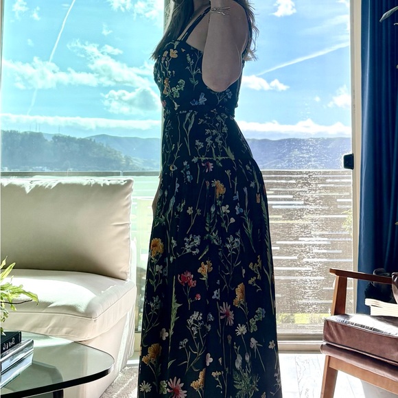 Floral Corset Midi Dress A-Line Wedding Guest Garden Party (Medium) - Picture 6 of 8